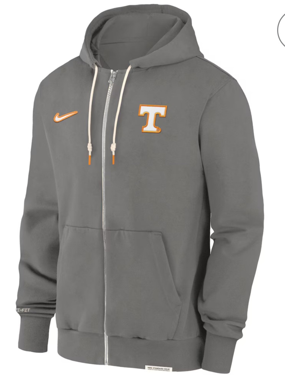 Tennessee Volunteers Hoodie Mens Medium Gray NCAA Football Nike Dri-FIT Full Zip
